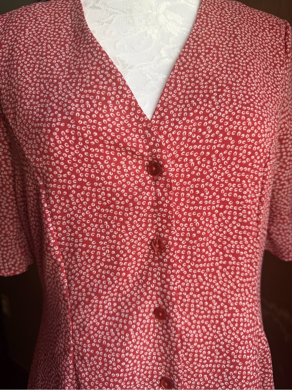 Lulu's Red Button-Front V-Neck Mini Dress - Picture 2 of 3
